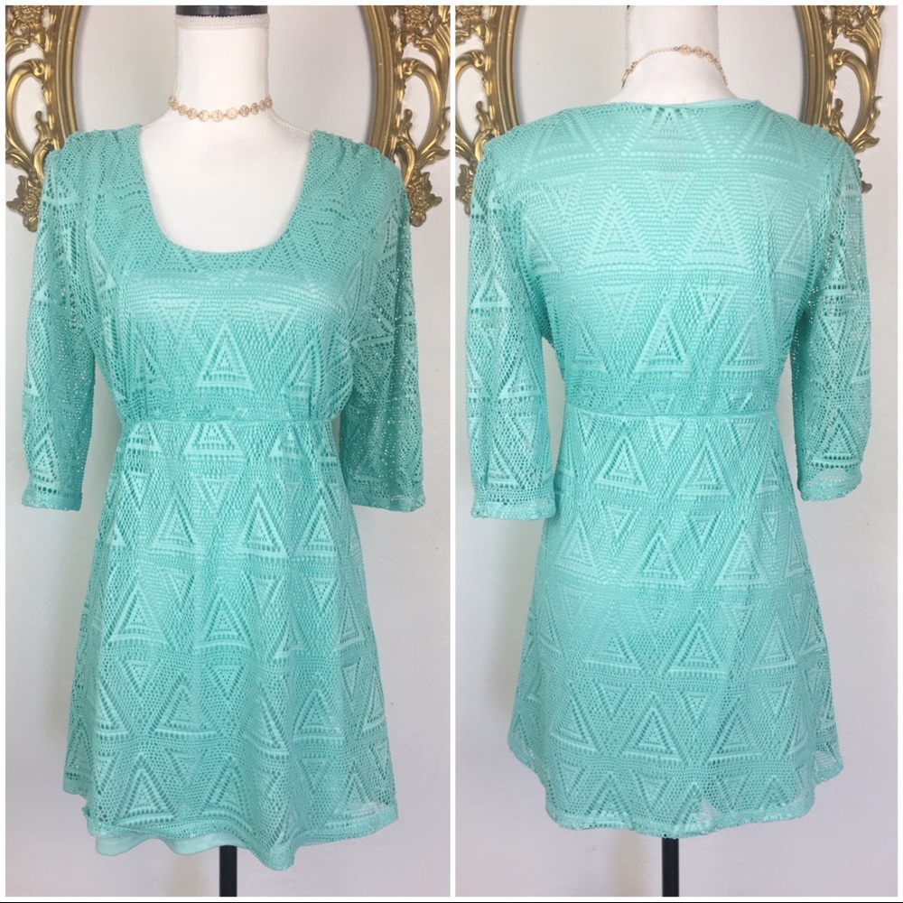 LEL Mint/Aqua Lace Dress Size M/L